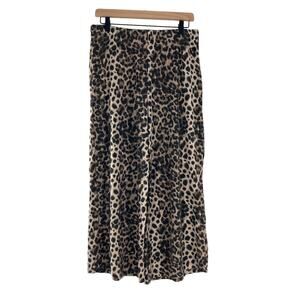 Bobeau Leopard Brushed Knit Wide Leg Pull-On Pants